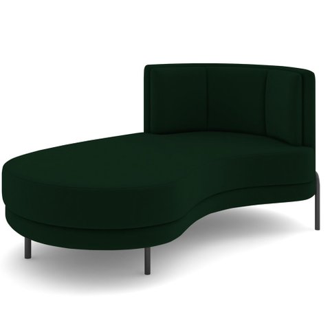 Chaise Longue Divã 164cm Braço Esquerdo Logus D06 Veludo Verde - Mpozenato