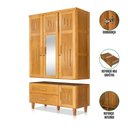 Ver imagem 2 de Roupeiro em Madeira Maciça Imperatriz 3 Portas 1 Porta com Espelho Imbuia