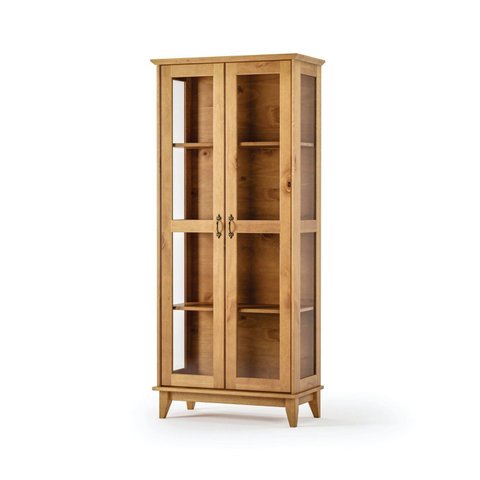 Cristaleira 2 Portas com Vidro 187,6cm x 81,5cm de Madeira Maciça Carvalho