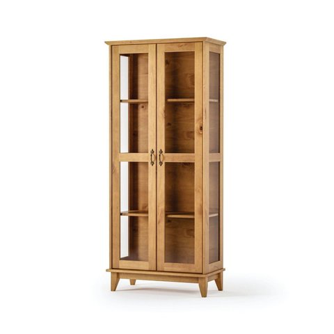 Cristaleira 2 Portas com Vidro 187,6cm x 81,5cm de Madeira Maciça Bella Carvalho