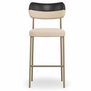 Ver imagem 5 de Kit 4 Banquetas Alta Sala de Jantar Lisa Pés Champanhe Linho/PU Bege/Preto m² - Monari Design