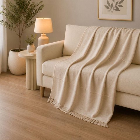 Manta para Sofá 1,80x2,30 Creme Pedrosa Textil