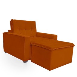 Poltrona Cama com Puff para Sala Confortavél Moderna Suede - 6