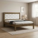 Ver imagem 1 de Cama Casal em MDF com Cabeceira Entrelaçada Laila Jequitiba/Off White Marrom