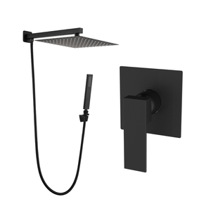 Kit Ducha Chuveiro Slim Desviador 20x20 Black Preto Fosco + Acabamento para Monocomando Base Deca