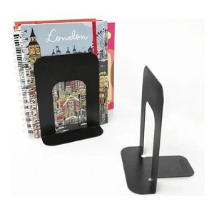 Kit Suportes de Livros de Metal Organizador Biblioteca 2 Pçs:preto