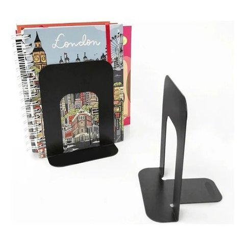 Kit Suportes de Livros de Metal Organizador Biblioteca 2 Pçs:preto