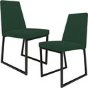 Ver imagem 1 de Kit 02 Cadeiras para Sala Jantar Base Aço Industrial Preto Dafne L02 Suede Verde Musgo - lyam