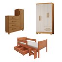 Ver imagem 1 de Kit Quarto Luna Plus Nature + Colchão + Cômoda Savana + Guarda-Roupa Paris Cedro