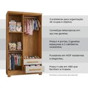 Ver imagem 3 de Kit Quarto Luna Plus Nature + Colchão + Cômoda Savana + Guarda-Roupa Paris Cedro