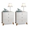 CONJUNTO 2 MESAS DE CABECEIRA 3 GAVETAS BRANCO - 1