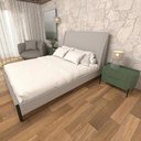 Ver imagem 5 de Cama com Cabeceira Queen sob Medida e 2 Mesas 100% Mdf Cor:linho Aluminio com Musgo