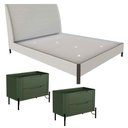 Ver imagem 2 de Cama com Cabeceira Queen sob Medida e 2 Mesas 100% Mdf Cor:linho Aluminio com Musgo