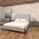 Ver imagem 1 de Cama com Cabeceira Queen sob Medida e 2 Mesas 100% Mdf Cor:linho Aluminio com Musgo