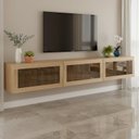 Ver imagem 1 de Rack para TV até 70 Polegadas Suspenso 3 Portas Basculantes Vidro Reflecta 240cm R1500 Yescasa Marro