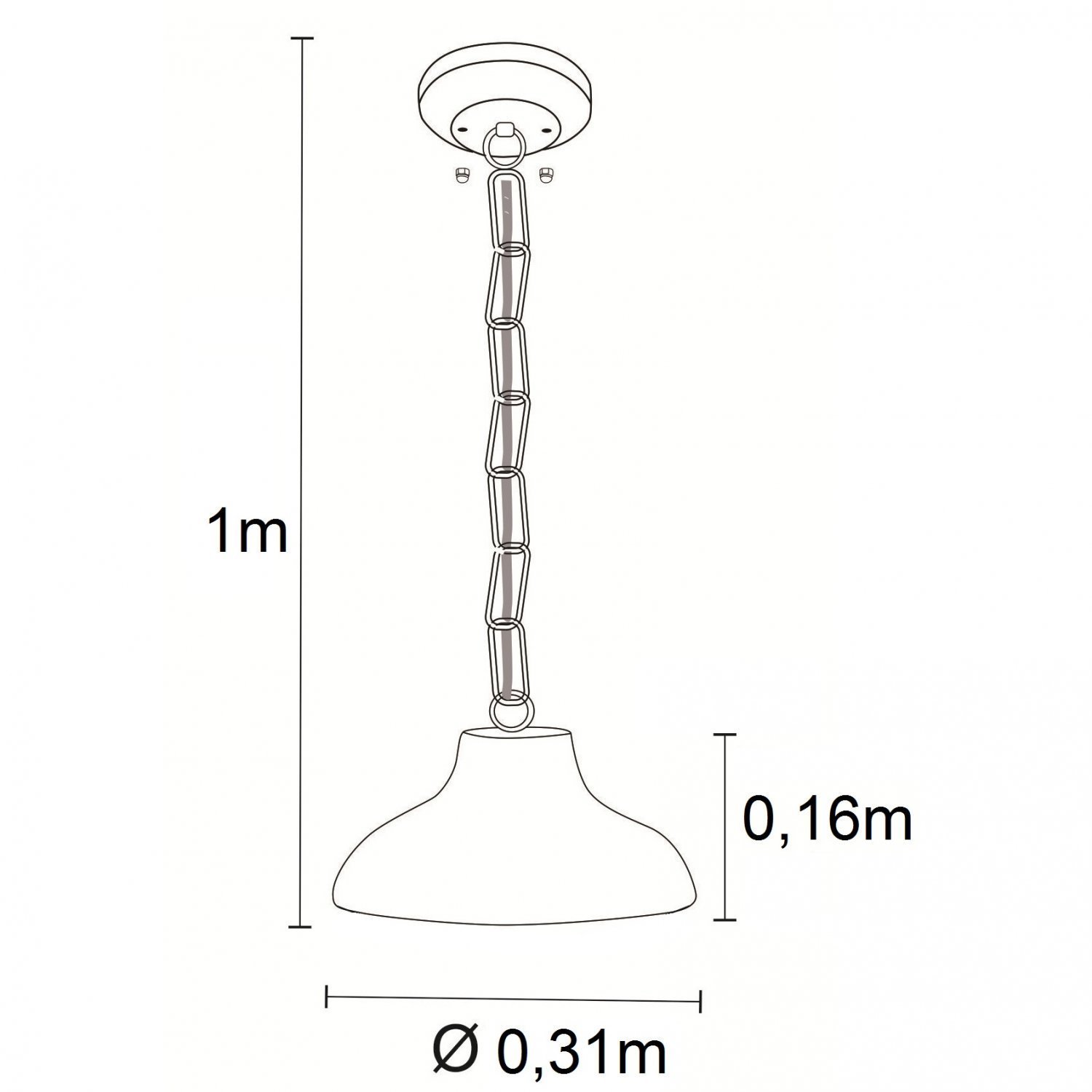 Pendente 1L 31cm Brooklyn Madelustre - 2