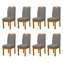 Ver imagem 1 de Kit 8 Cadeiras Blend Estofadas Pés Madeira Maciça Conjunto Sala Premium Luxo Moderna - Cinza Escuro