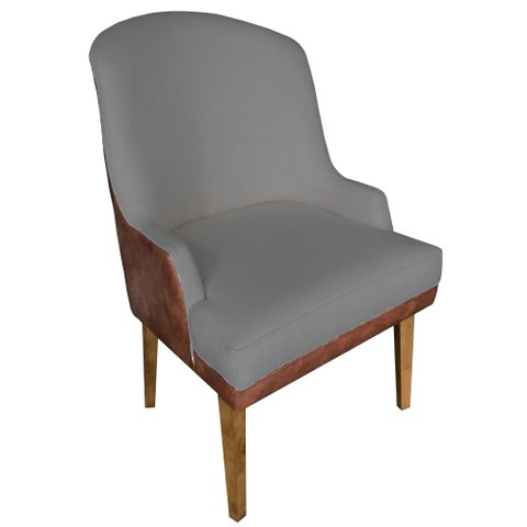 Poltrona Agatha Courissimo Nozes C Suede Cinza - Dominic Decor