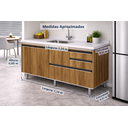 Ver imagem 3 de Gabinete Cozinha Mdp 1,74m Elegance com 6 Pés e Amplo Espaço:nogal