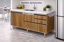 Ver imagem 3 de Gabinete Cozinha Mdp 1,74m Elegance com 6 Pés e Amplo Espaço:nogal