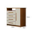 Ver imagem 2 de Cômoda Diamante 4 Gavetas MDF Puxadores em Madeira Cinamomo Off White Leifer Móveis