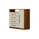 Ver imagem 1 de Cômoda Diamante 4 Gavetas MDF Puxadores em Madeira Cinamomo Off White Leifer Móveis