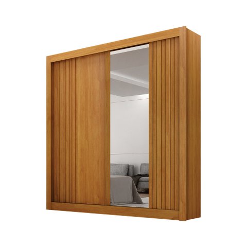 Guarda-roupa Solteiro Mdf 2 Portas de Correr 2 Gavetas com Espelho Milano Leifer Móveis Cinamomo