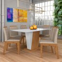 Ver imagem 1 de Mesa com 6 Cadeiras Qatar 1,60 Cin/off White/bege - Móveis Arapongas Cinamomo/off White/bege 03