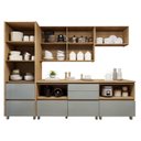 Ver imagem 5 de Cozinha Completa Modulada 5 Peças 8 Portas 6 Gavetas Norten Marrom/Verde/Nature