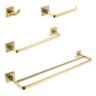 Kit Acessórios para Banheiro Dourado Fosco Quadrado Barra Dupla em Aço Inox 4 Peças - 1