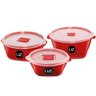 Kit 3 Potes Porta Mantimentos Redondo Premium Multiuso Uz Uz1880 - Vermelho - 1