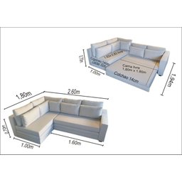 Sofá de Canto SFC_MA 011 que se Transforma em Sofá Cama de Casal Resistente e Confortável Sarja - 4