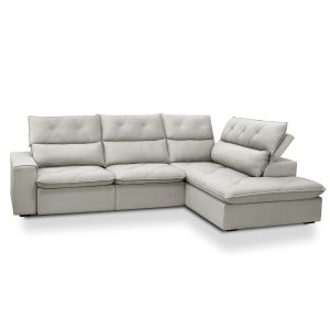 Sofá de Canto Retratil e Reclinável com Molas Ensacadas Muriel 298x215cm- Cinza Claro