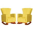 Ver imagem 1 de Kit 2 Poltronas Estofada Balanço Melinda Suede Amarelo