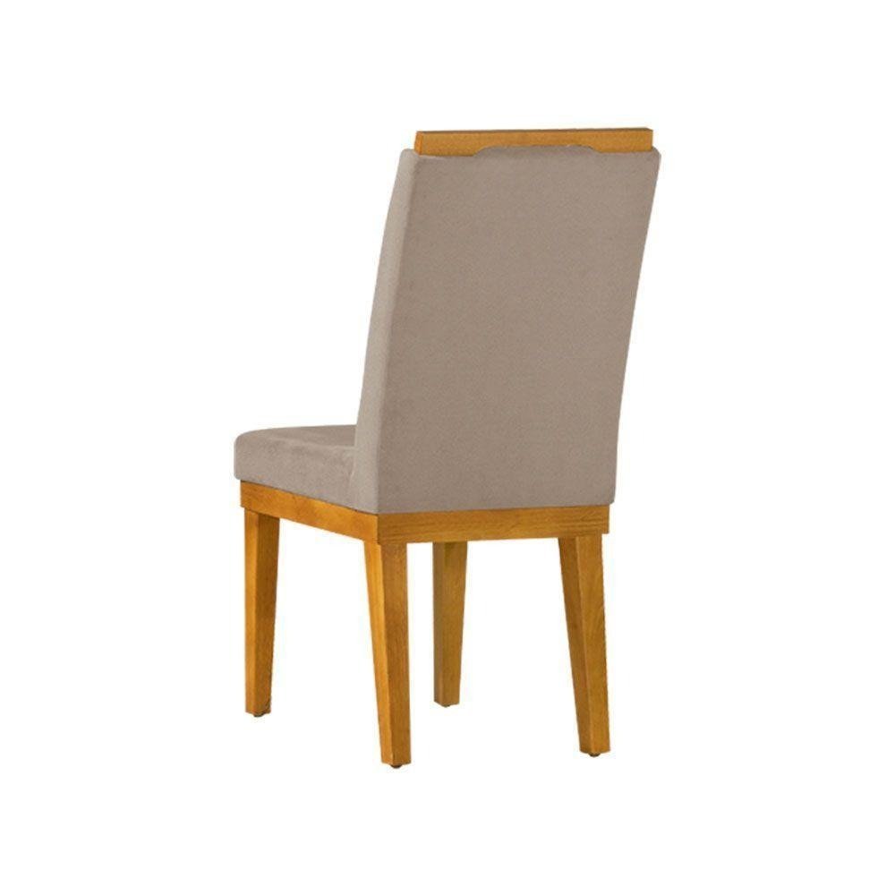 Kit 6 Cadeiras de Jantar Estofadas Desmontável Pés em Madeira Maciça Isabela 45cm X 100cm Suede Bege - 4