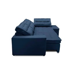 Sofá de Canto Retrátil e Reclinável com Molas LD 3,00x2,00m Viviane Suede Azul Madelina Decor - 4