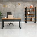 Ver imagem 4 de Mesa para Escritório com Estante Industrial 100% MDF 135cm Freijó Preto Fosco