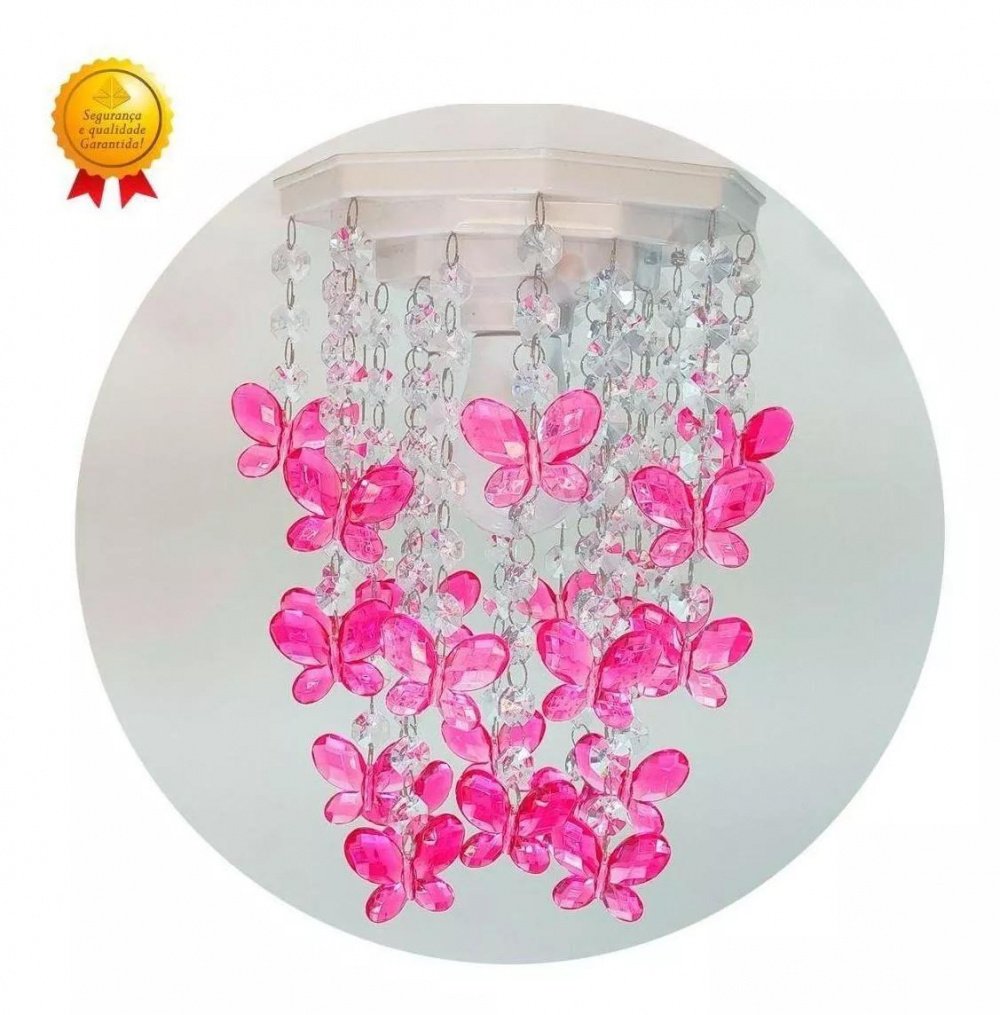 Lustre para Quarto Infantil Bebê Menina ou Menino Borboletas: Rosa Pink - 3