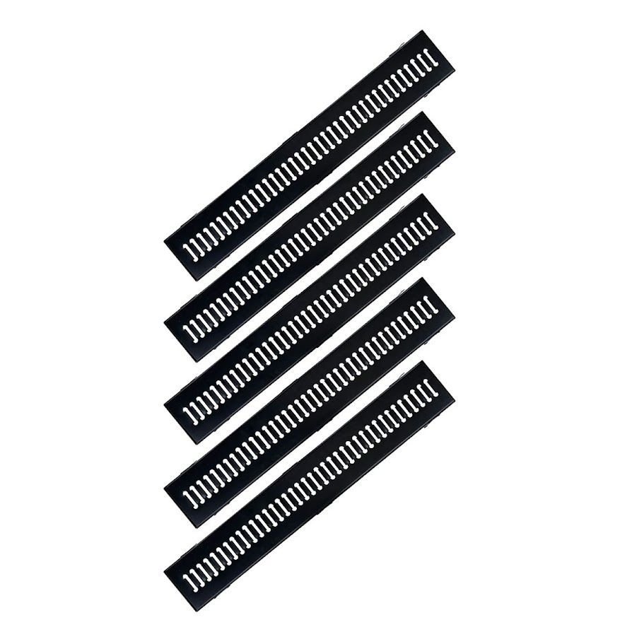 Kit 5 Ralo Grelha e Caixilho Aço Galvanizado Preto 15x100cm