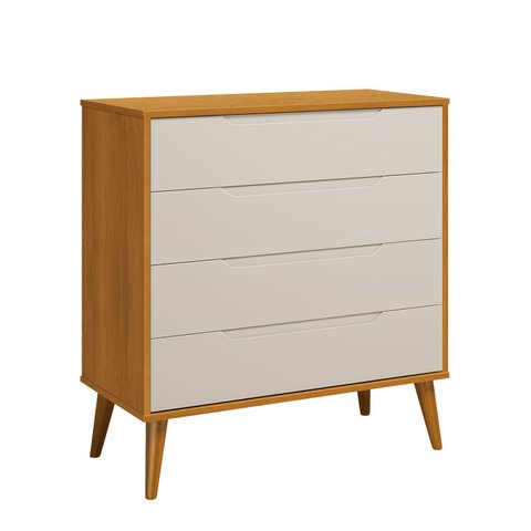 Comoda Gaveteira Elfe Retro 4 Gavetas Areia Fosco com Savana - Moveisaqui