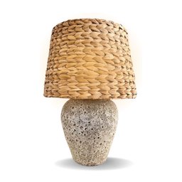 Abajur Luminária Rústico em Taboa Fibra Natural Cream Decorativo Decoração Sala Quarto Aparador - 2