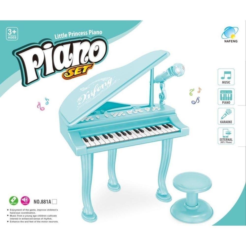PIANO INFANTIL SINFONIA TECLADO ESTILO PROFISSIONAL TECLADO MICROFONE  KARAOKE MP3 MENINO AZUL