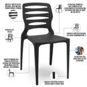 Ver imagem 3 de Kit 04 Cadeiras para Cozinha Área Gourmet Jardim Empilhável Larsen P03 Preto - Lyam Decor