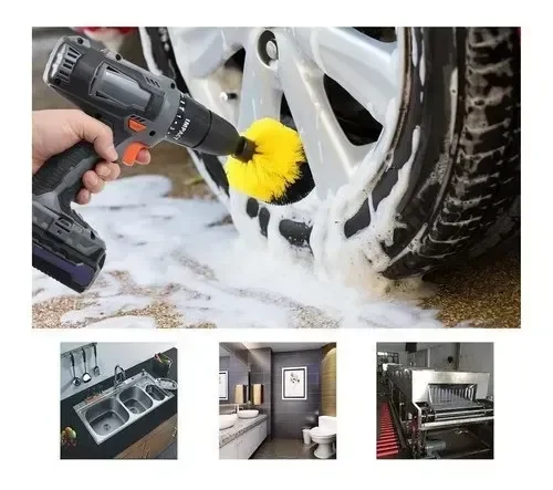 Ver imagem 2 de Kit para Limpeza Pesada 5 Peças Escova Rotativa para Parafusadeira Furadeira