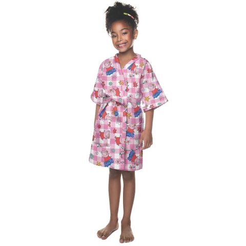 Roupão Atoalhado Infantil Lepper Antialérgico Peppa Pig Kimono com Manga:g
