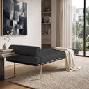 Ver imagem 2 de Couch Barcelona Couro Sintético Linha Premium Design Modernista Sala Recepção Alto Padrão - Preto