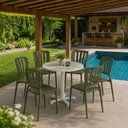 Ver imagem 7 de Conjunto Mesa Plástica Branca com 6 Cadeiras Verde Oliva Tramontina Jardim Varanda Área Externa