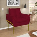 Ver imagem 1 de Poltrona Sofá Luxo Base Metal Dourada Recepção Escritório Cor:vermelho