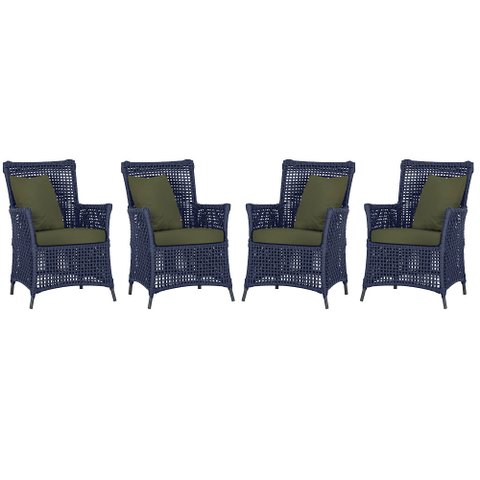 4 Poltronas Igapó Alumínio Micro Pintura Preta Corda Náutica Estofado 13
