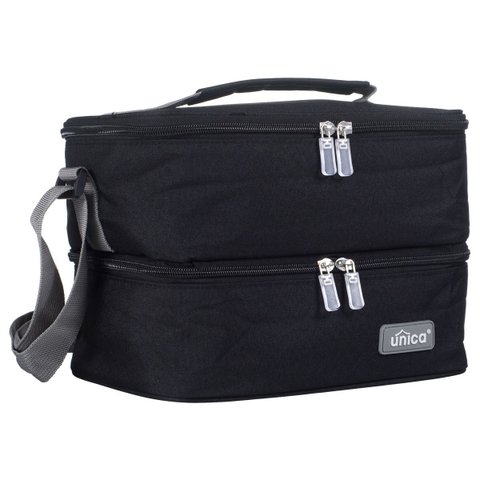 Bolsa Térmica 2 Andares Feminina Masculina Porta Marmita 403 PGB Preto